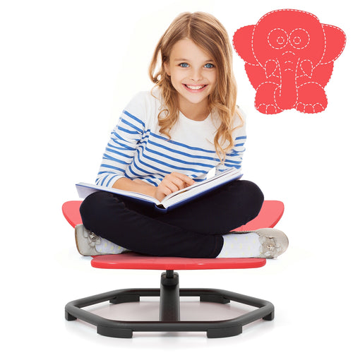Kids Sensory Swivel Chair Elephant 360° Spinning Chair with Non-Slip Metal Base, Red