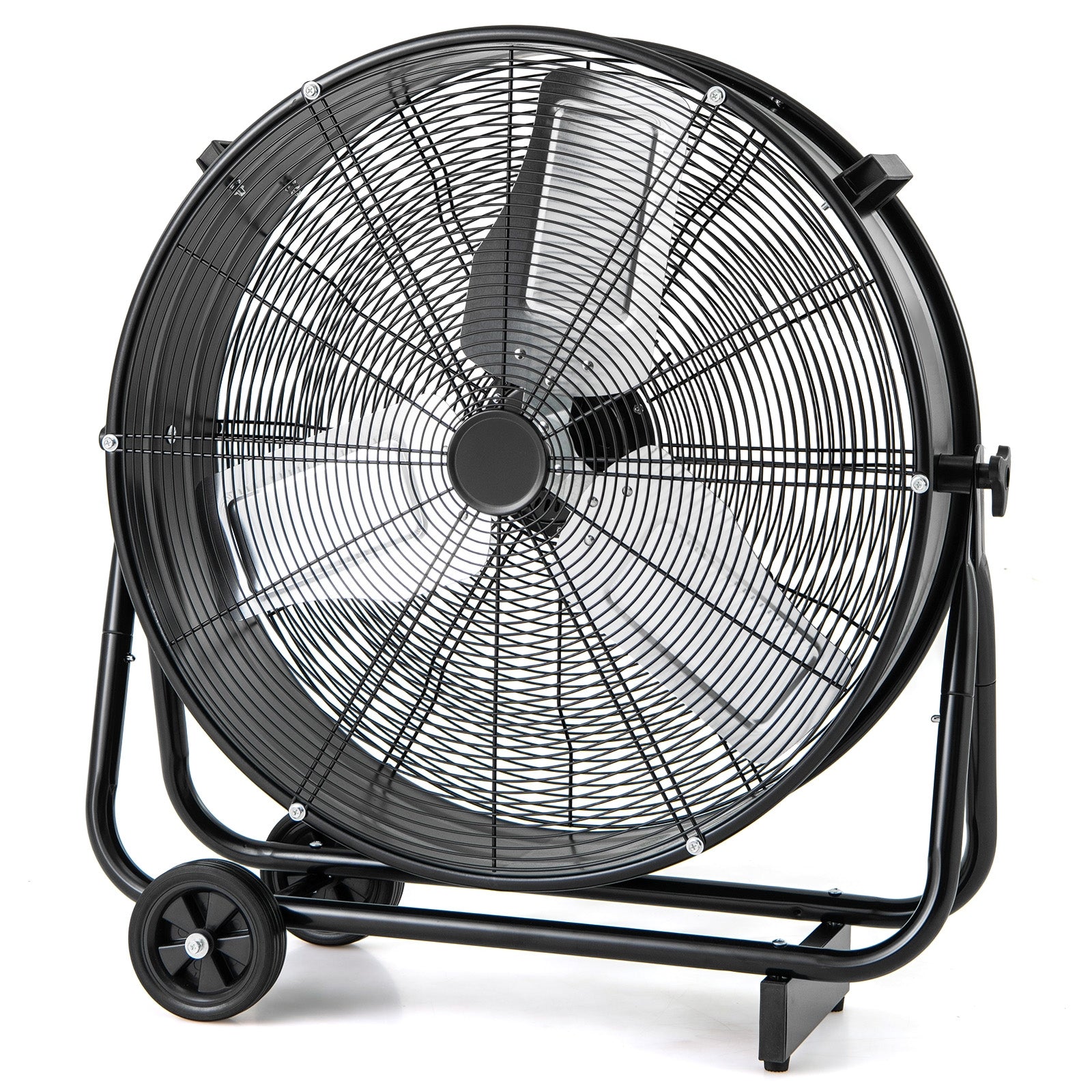 Industrial Drum Fan, 2 Wheels, 360-Degree Adjustable Tilt, Black Fans Black at Gallery Canada