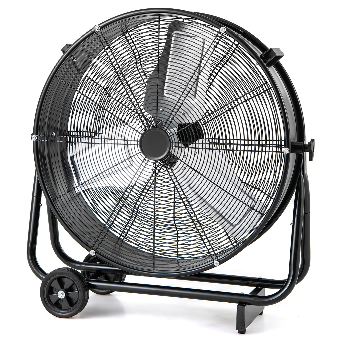 Industrial Drum Fan, 2 Wheels, 360-Degree Adjustable Tilt, Black Fans Black at Gallery Canada
