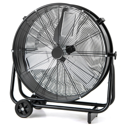 Industrial Drum Fan, 2 Wheels, 360-Degree Adjustable Tilt, Black Fans Black at Gallery Canada