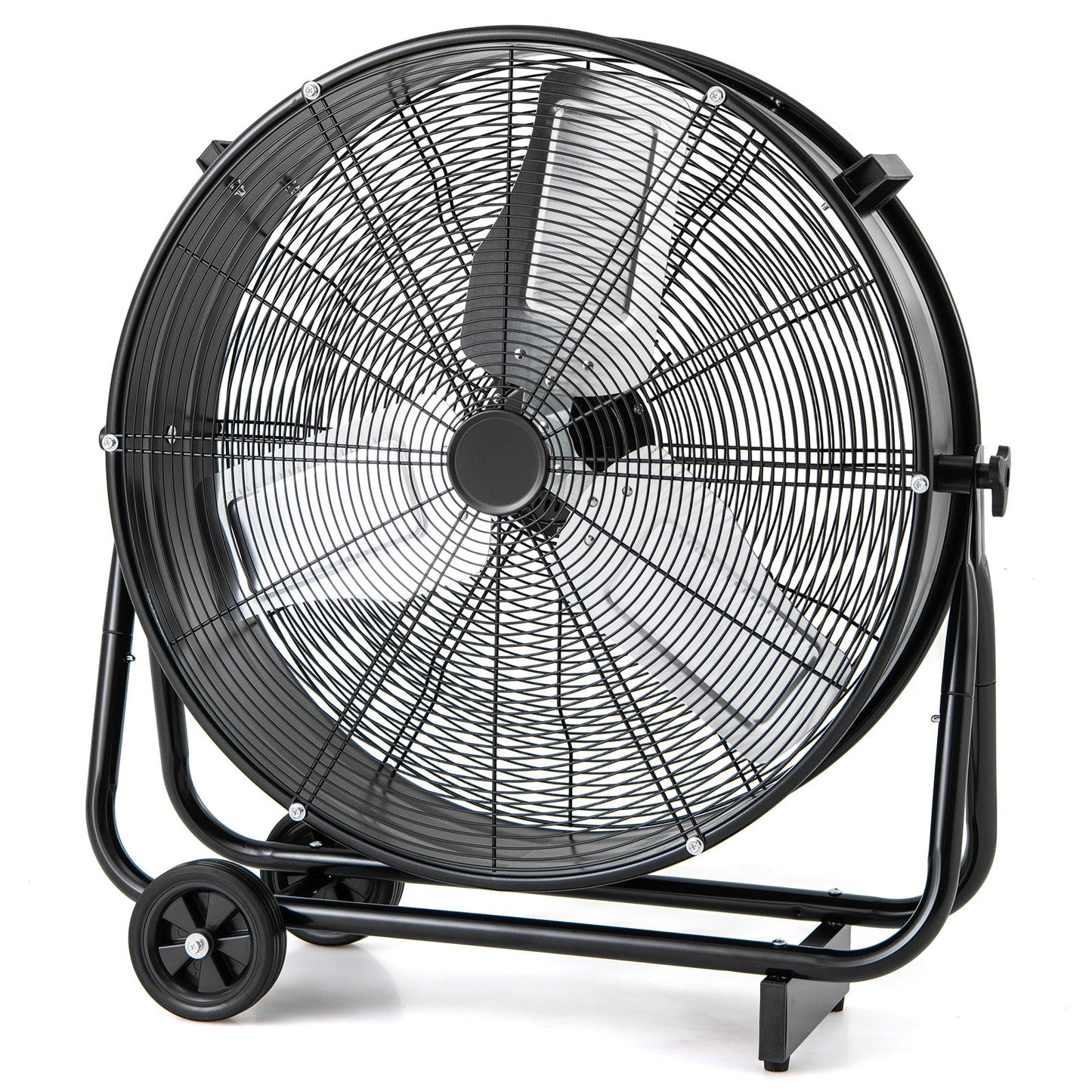 Industrial Drum Fan with 2 Wheels and 360-Degree Adjustable Tilt, Black Fans at Gallery Canada