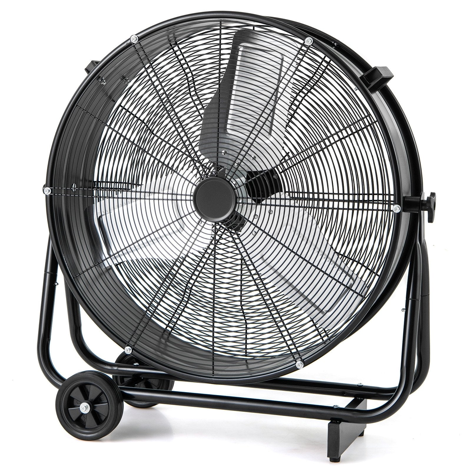 Industrial Drum Fan with 2 Wheels and 360-Degree Adjustable Tilt, Black Fans at Gallery Canada