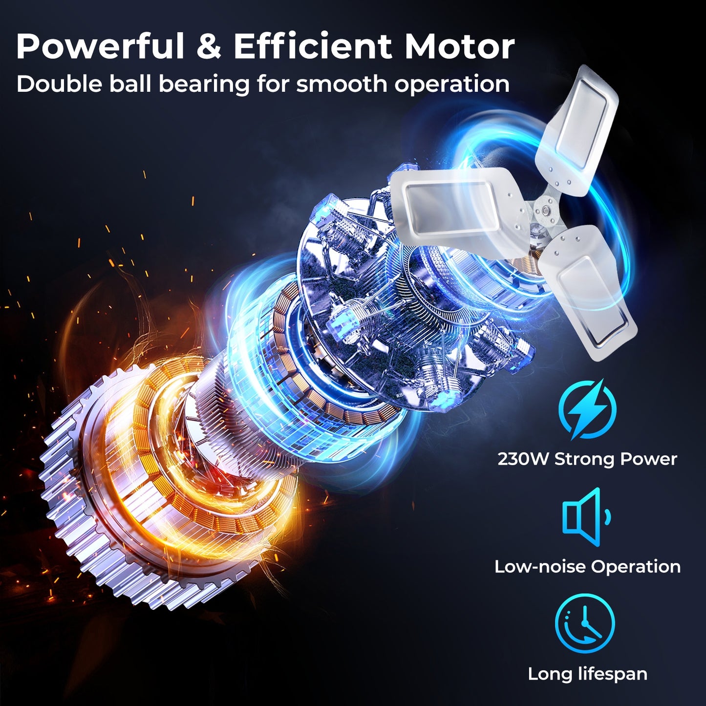 Ventilateur à tambour industriel, 2 roues, inclinaison réglable à 360 degrés, noir