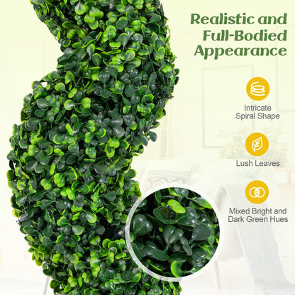 Pre-Lit Artificial Boxwood Spiral Topiary Tree Set of 2 with 100 LED Lights Faux Plants at Gallery Canada