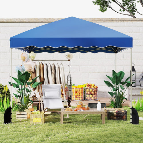 Foldable 10 X 10 Feet Pop up Canopy Tent with Wheeled Bag, Blue