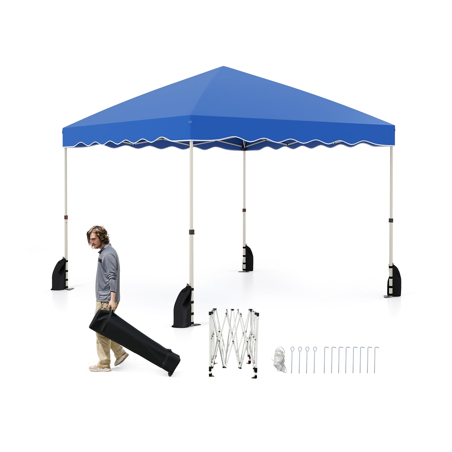 Foldable 10 X 10 Feet Pop up Canopy Tent with Wheeled Bag, Blue Tents Blue at Gallery Canada
