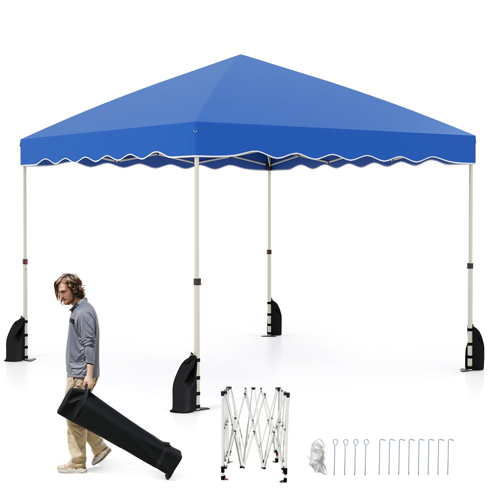 Foldable 10 X 10 Feet Pop up Canopy Tent with Wheeled Bag, Blue Tents at Gallery Canada