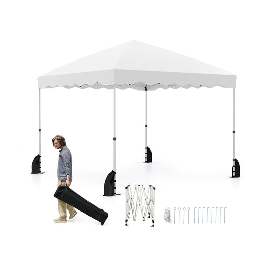 Foldable 10 X 10 Feet Pop Up Canopy Tent, Wheeled Bag, White Tents White at Gallery Canada