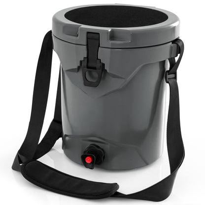 10 QT Drink Cooler Insulated Ice Chest with Spigot Flat Seat Lid and Adjustable Strap, Gray Coolers at Gallery Canada