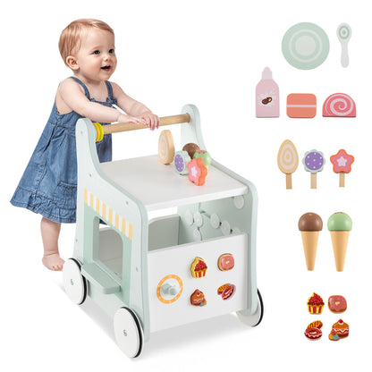 2-in-1 Baby Walker with Storage and Ice Creams for 1+ Years Old, Light Green Baby Activity Light Green at Gallery Canada