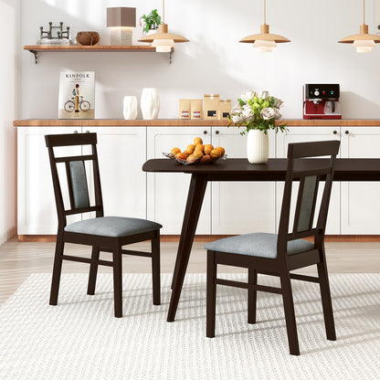 Wooden Dining Chair Set of 2 Linen Fabric Upholstered Kitchen Chairs with Rubber Wood Frame Dining Chairs at Gallery Canada