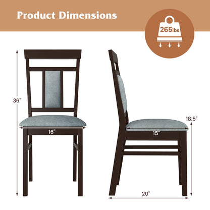 Wooden Dining Chair Set of 2 Linen Fabric Upholstered Kitchen Chairs with Rubber Wood Frame Dining Chairs at Gallery Canada