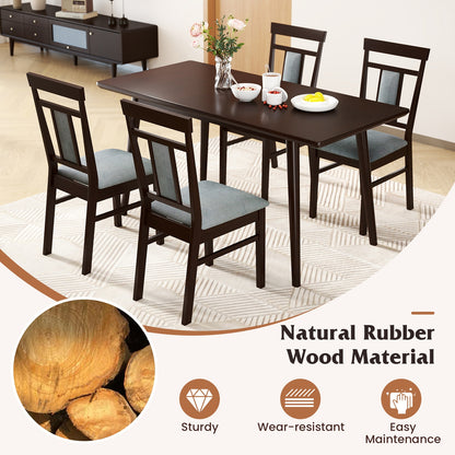 Wooden Dining Chair Set of 2 Linen Fabric Upholstered Kitchen Chairs with Rubber Wood Frame Dining Chairs at Gallery Canada