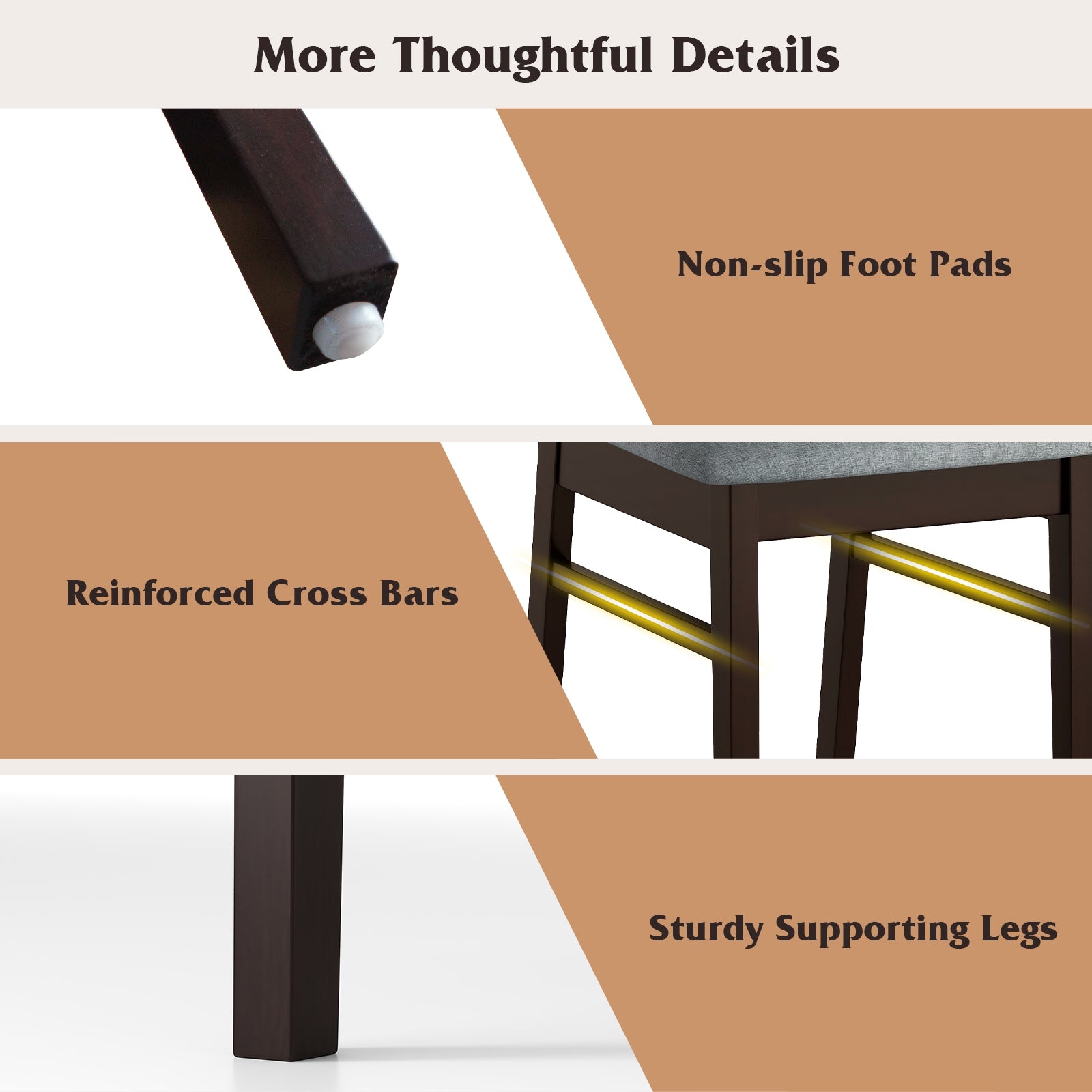 Wooden Dining Chair Set of 2 Linen Fabric Upholstered Kitchen Chairs with Rubber Wood Frame Dining Chairs at Gallery Canada