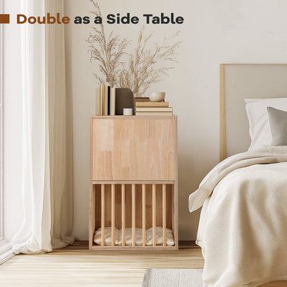 2-tier Wooden Cat Condo Indoor Symmetrical Cat House with Removable Cushions, Natural Cat Houses at Gallery Canada