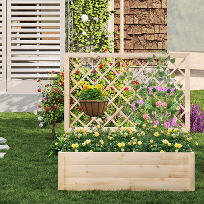 Raised Garden Bed Wooden Elevated Planter Box with Lattice Trellis-L Raised Garden Beds at Gallery Canada