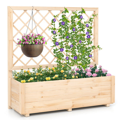 Raised Garden Bed Wooden Elevated Planter Box with Lattice Trellis-L Raised Garden Beds at Gallery Canada