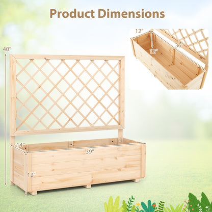 Raised Garden Bed Wooden Elevated Planter Box with Lattice Trellis-L Raised Garden Beds at Gallery Canada