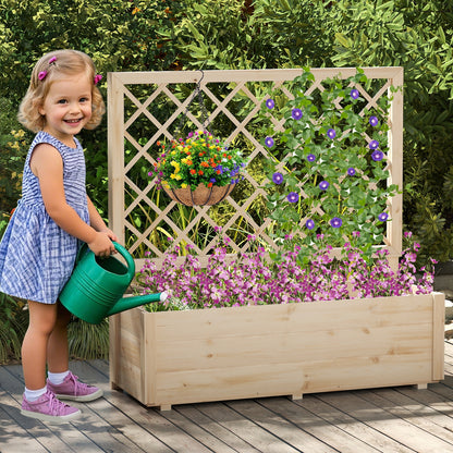 Raised Garden Bed Wooden Elevated Planter Box with Lattice Trellis-L Raised Garden Beds at Gallery Canada