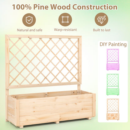 Raised Garden Bed Wooden Elevated Planter Box with Lattice Trellis-L Raised Garden Beds at Gallery Canada