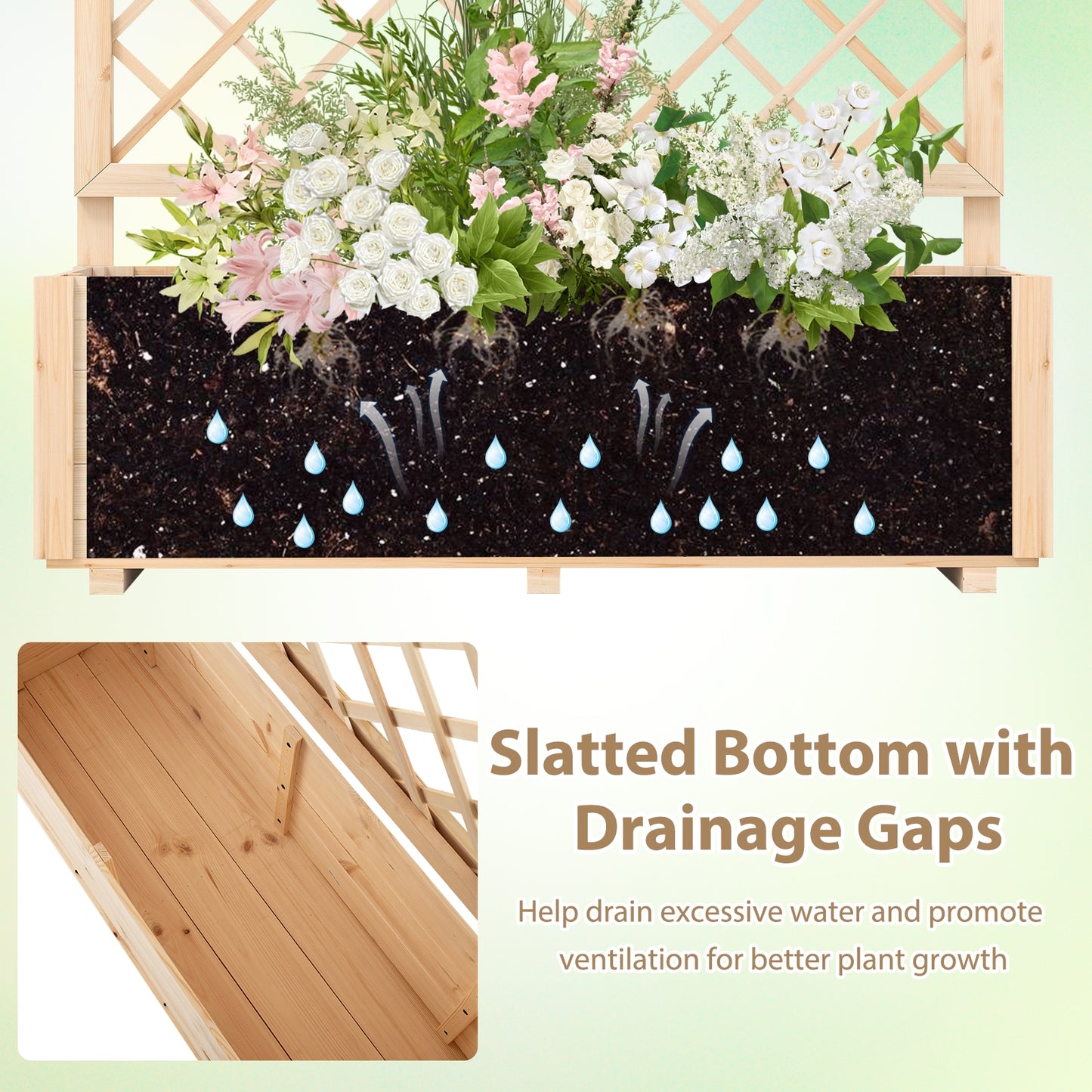 Raised Garden Bed Wooden Elevated Planter Box with Lattice Trellis-L Raised Garden Beds at Gallery Canada