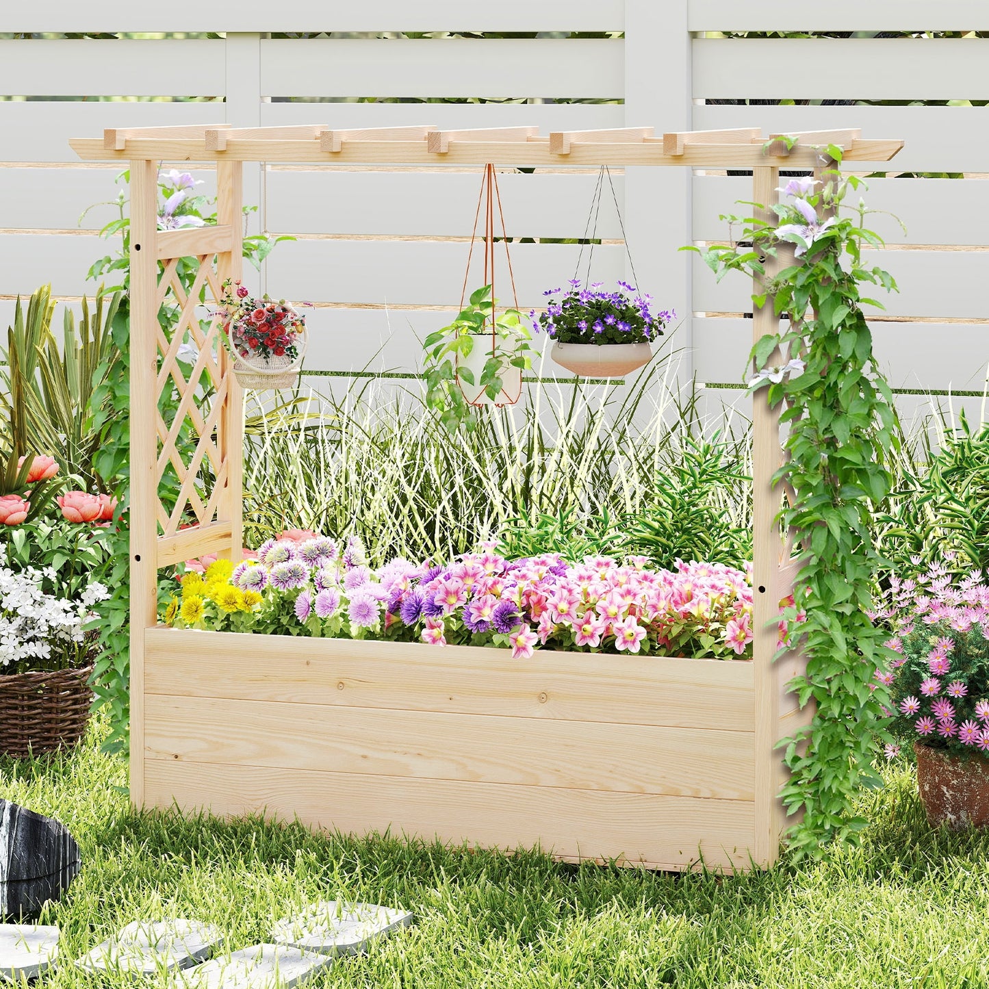 Raised Garden Bed Wooden Elevated Planter Box with Hanging Roof-L Raised Garden Beds at Gallery Canada