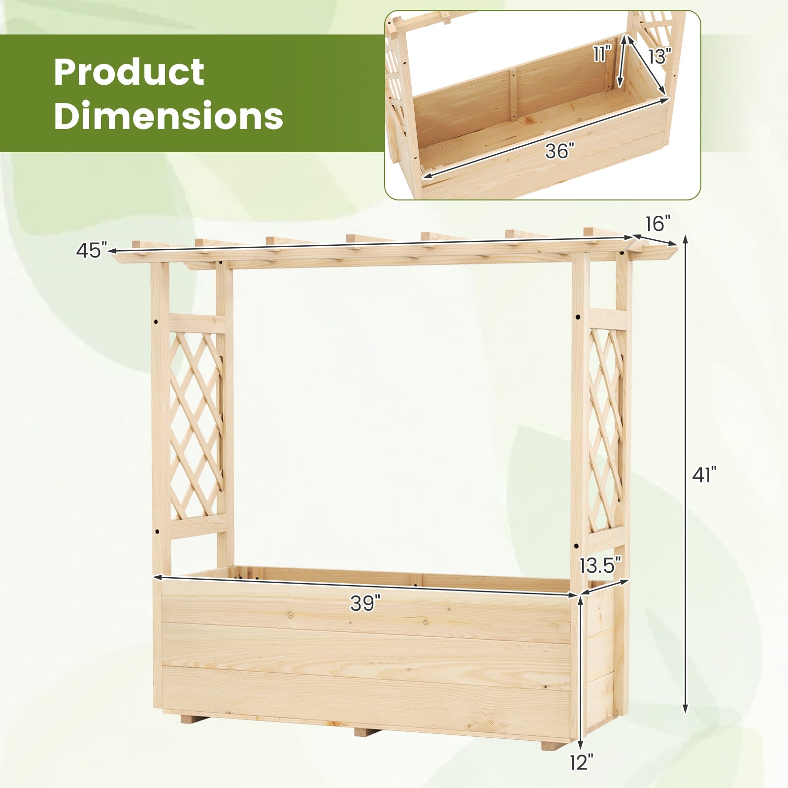 Raised Garden Bed Wooden Elevated Planter Box with Hanging Roof-L Raised Garden Beds at Gallery Canada