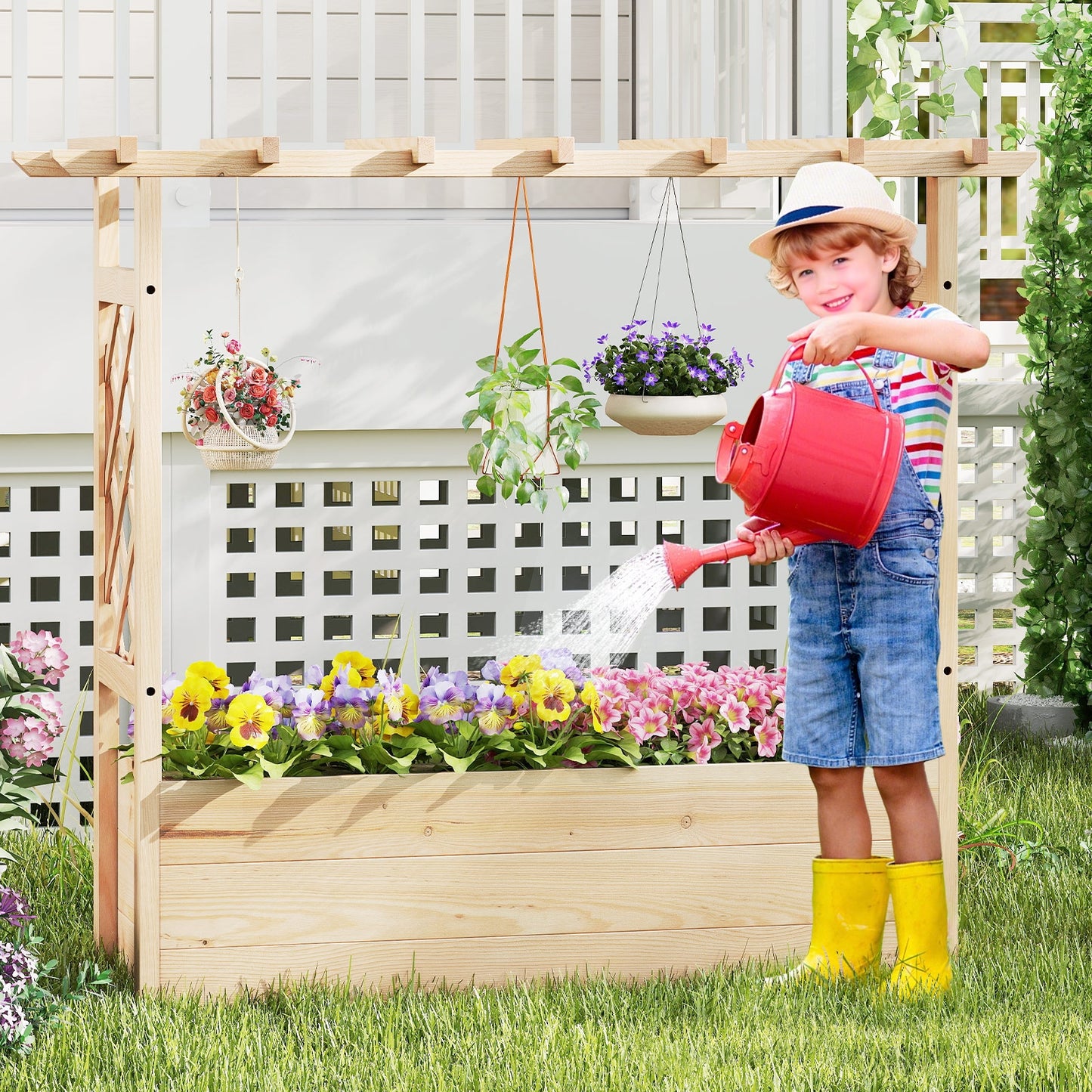 Raised Garden Bed Wooden Elevated Planter Box with Hanging Roof-L Raised Garden Beds at Gallery Canada