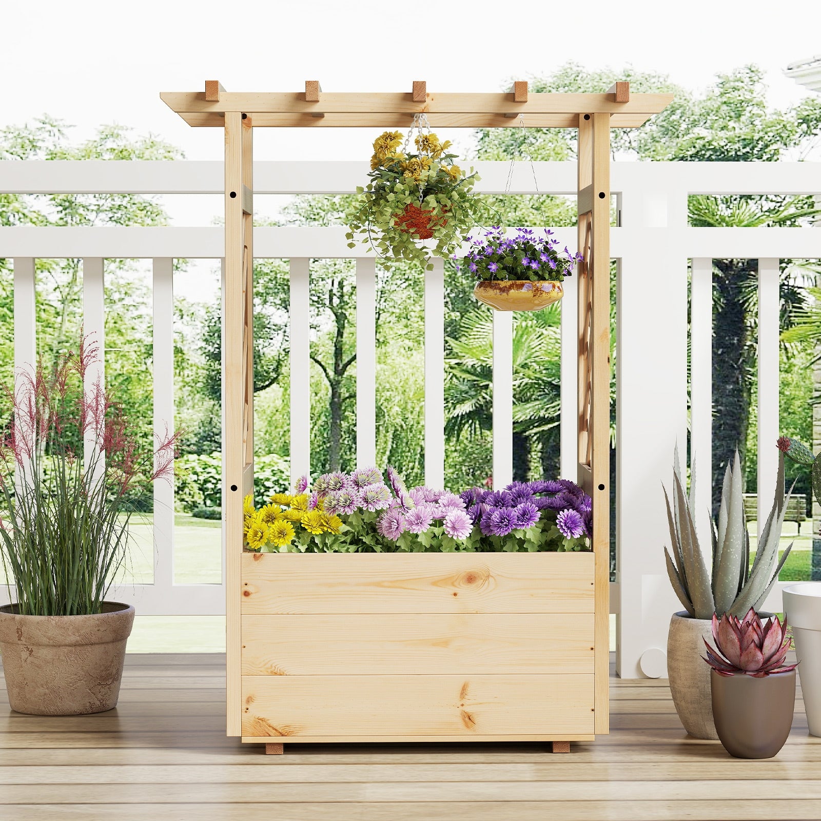 Raised Garden Bed Wooden Elevated Planter Box with Hanging Roof-S Raised Garden Beds at Gallery Canada