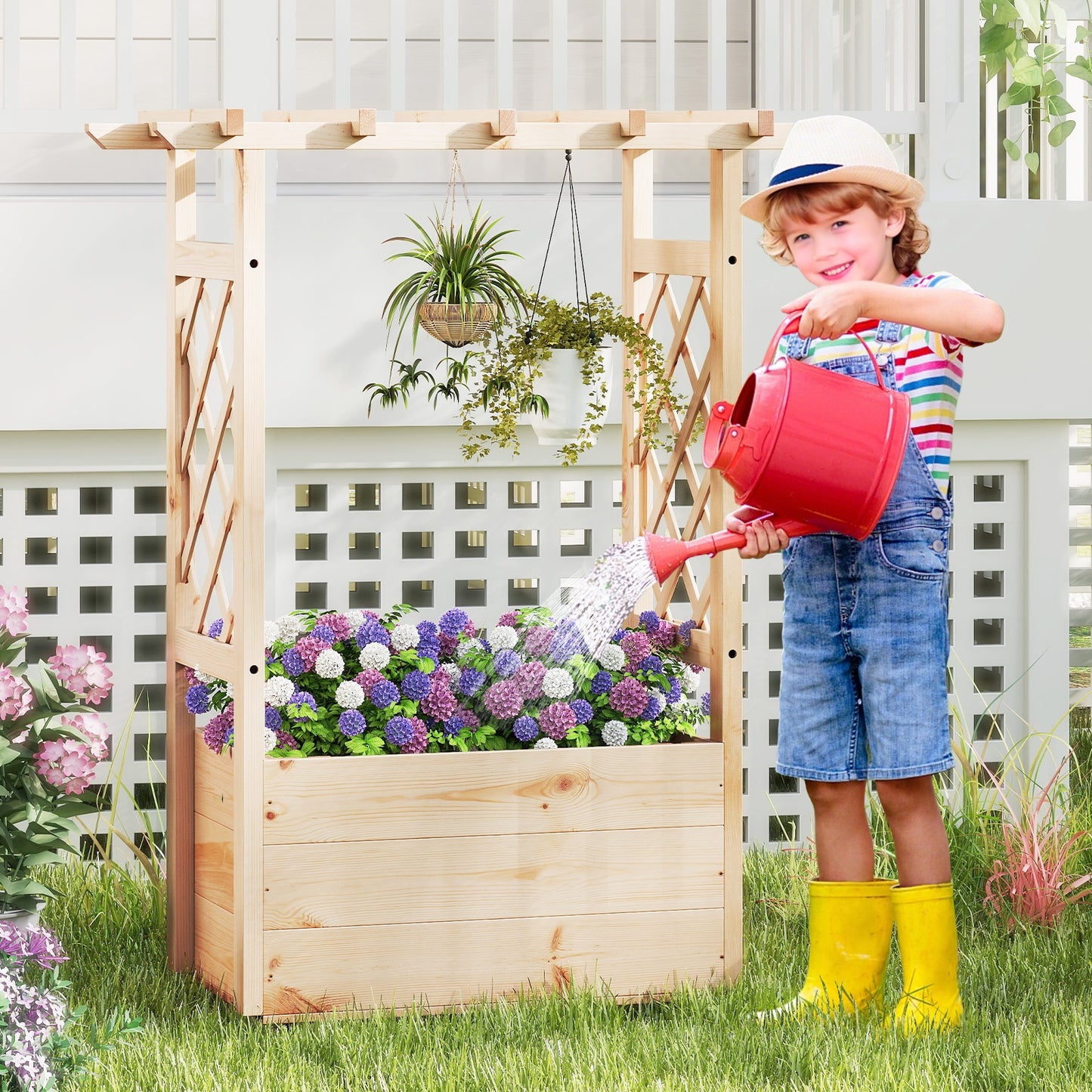Raised Garden Bed Wooden Elevated Planter Box with Hanging Roof-S Raised Garden Beds at Gallery Canada