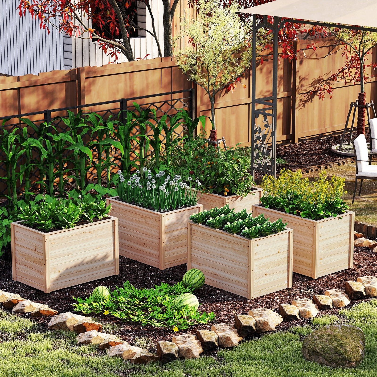 Wooden Raised Garden Bed Elevated Planter Box with Open-Ended Base Raised Garden Beds at Gallery Canada