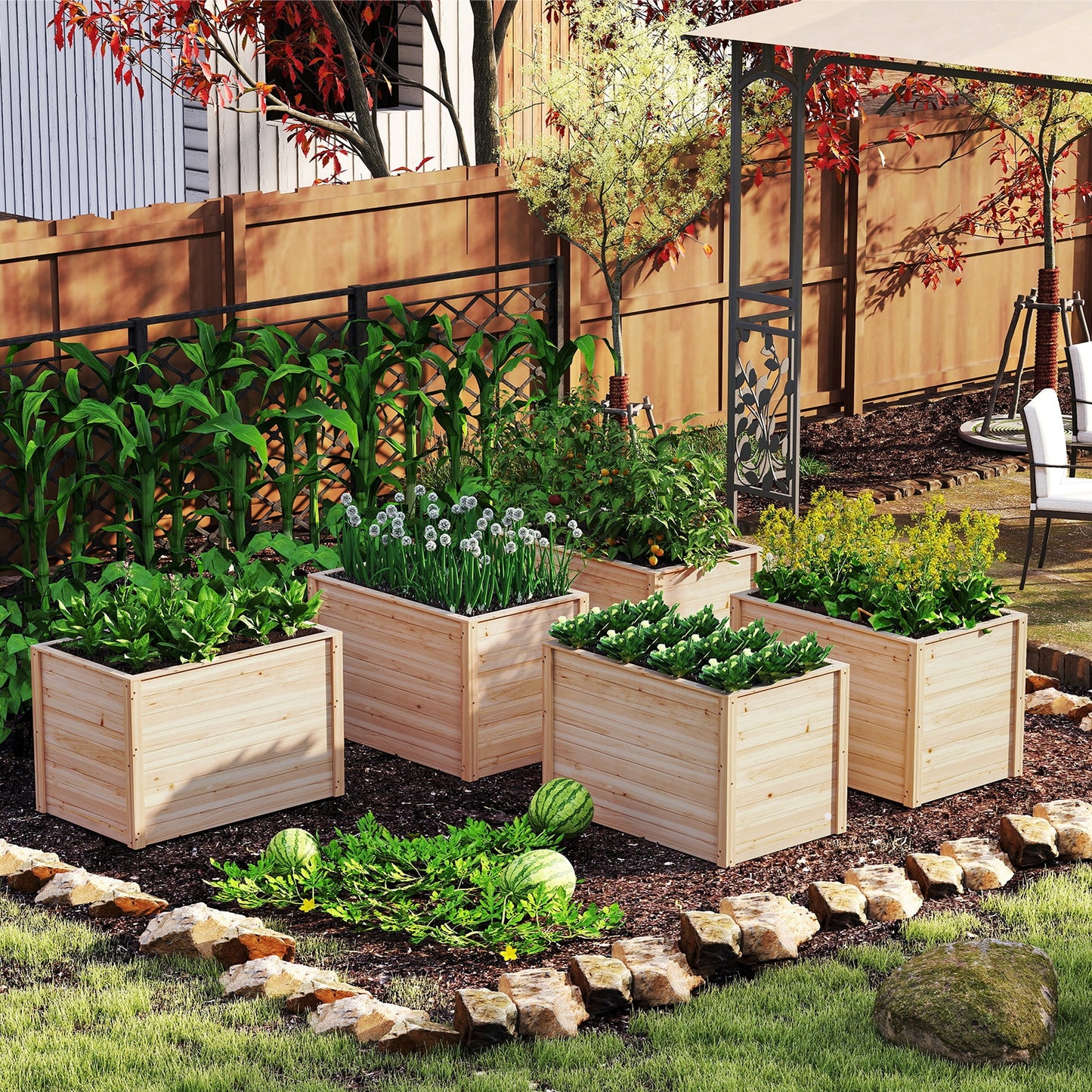 Wooden Raised Garden Bed Elevated Planter Box with Open-Ended Base Raised Garden Beds at Gallery Canada