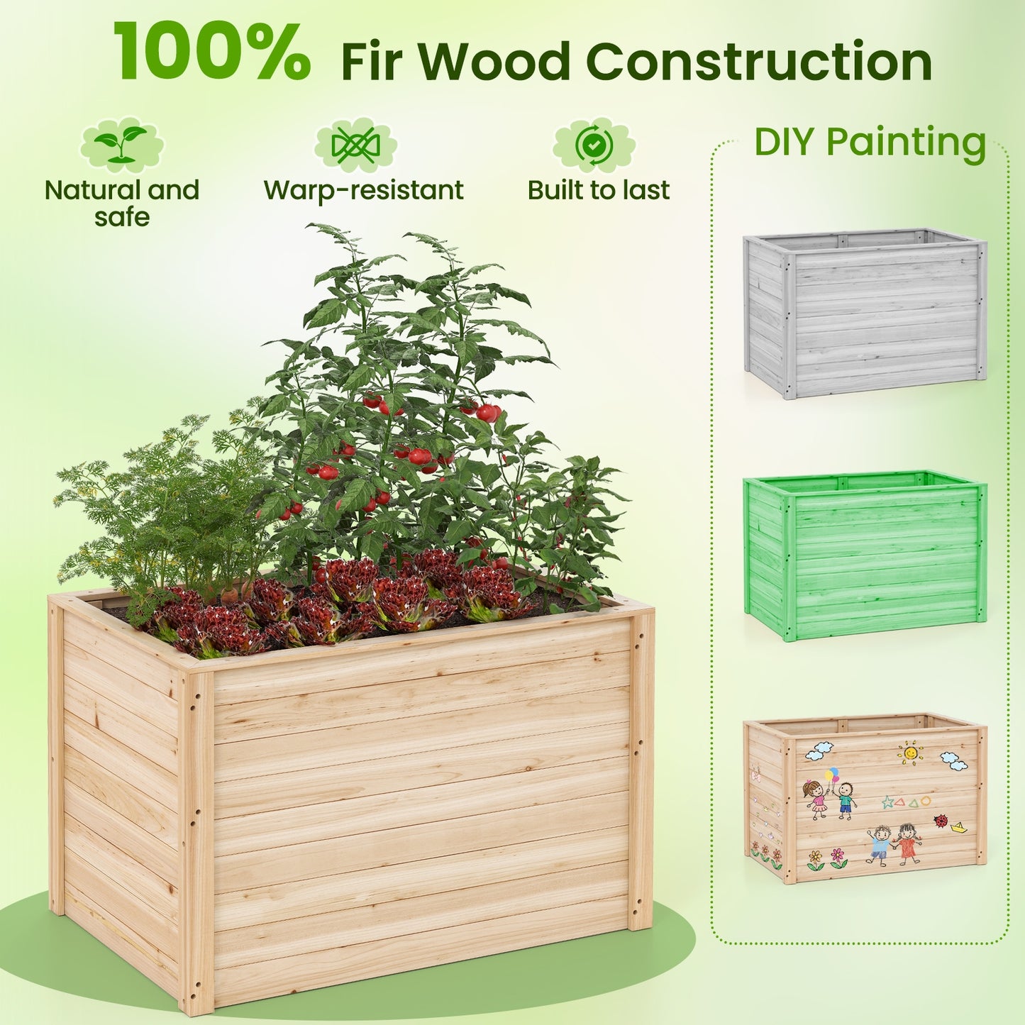 Wooden Raised Garden Bed Elevated Planter Box with Open-Ended Base Raised Garden Beds at Gallery Canada
