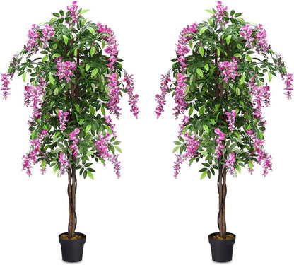 6-Feet Artificial Wisteria Silk Indoor-Outdoor Tree with Adjustable Tree Branche-2 Pieces, Green Faux Plants at Gallery Canada