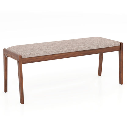 45 Inch Farmhouse Bench, Rubber Wood Legs, Fabric Padded Seat, Beige Shoe Racks & Storage Benches at Gallery Canada