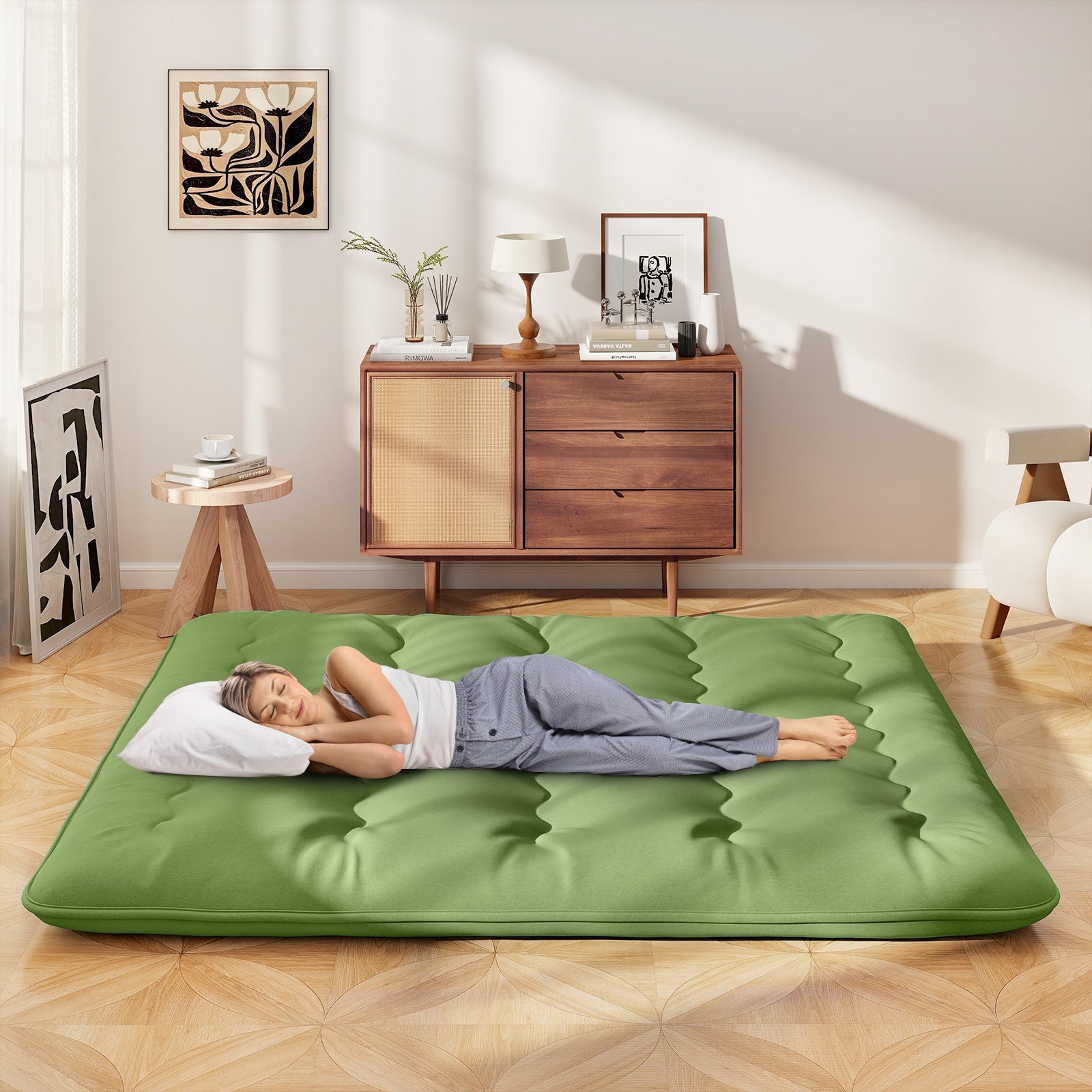 Floor Mattress with Washable Cover and Carry Bag-King Size, Green Mattresses at Gallery Canada