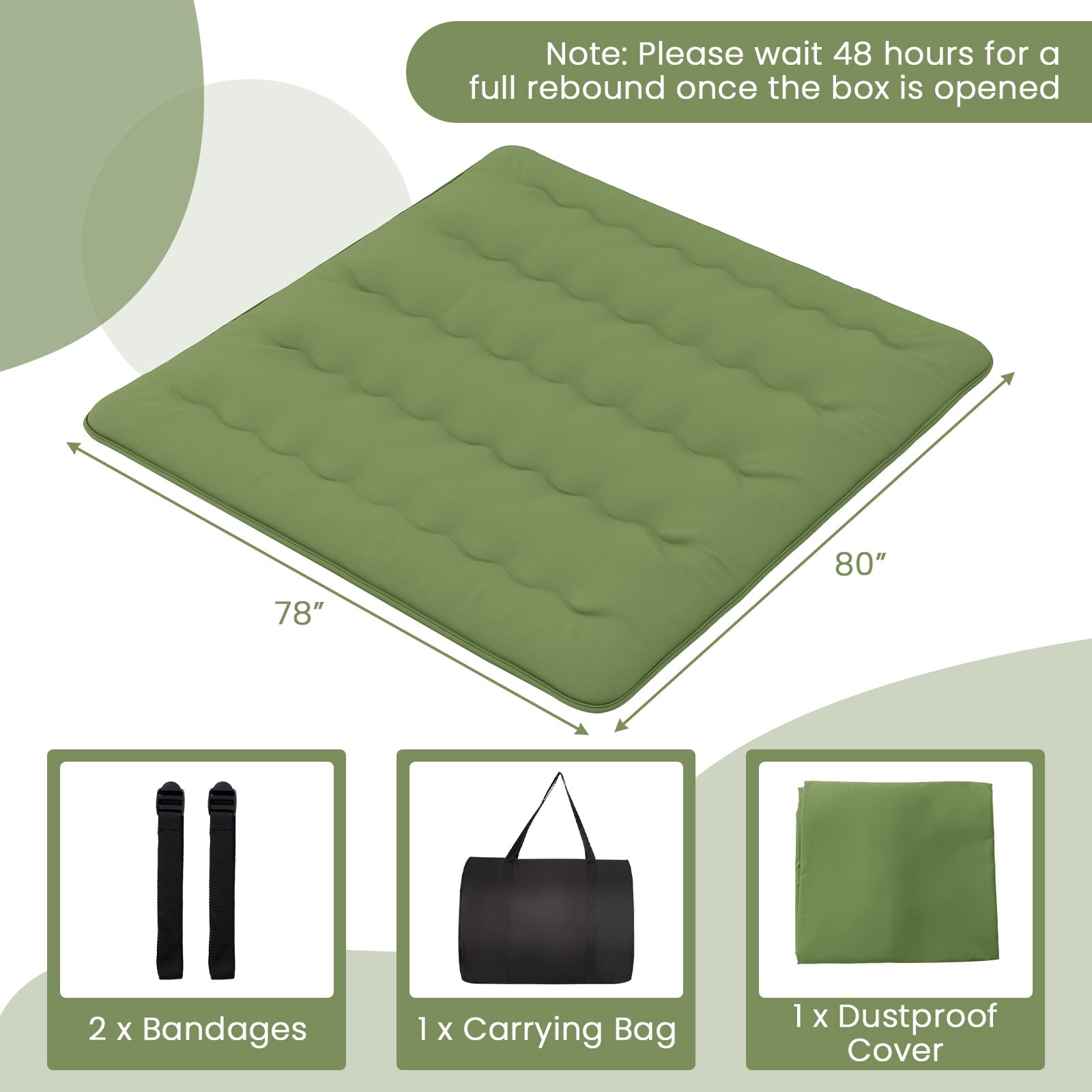 Floor Mattress with Washable Cover and Carry Bag-King Size, Green Mattresses at Gallery Canada