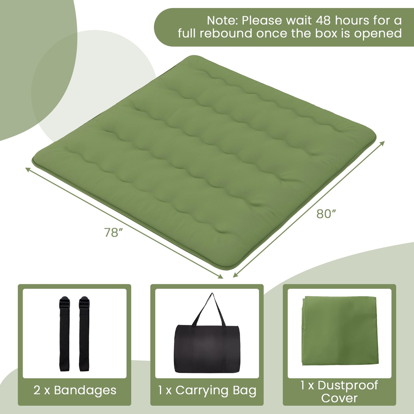 Floor Mattress with Washable Cover and Carry Bag-King Size, Green Mattresses at Gallery Canada
