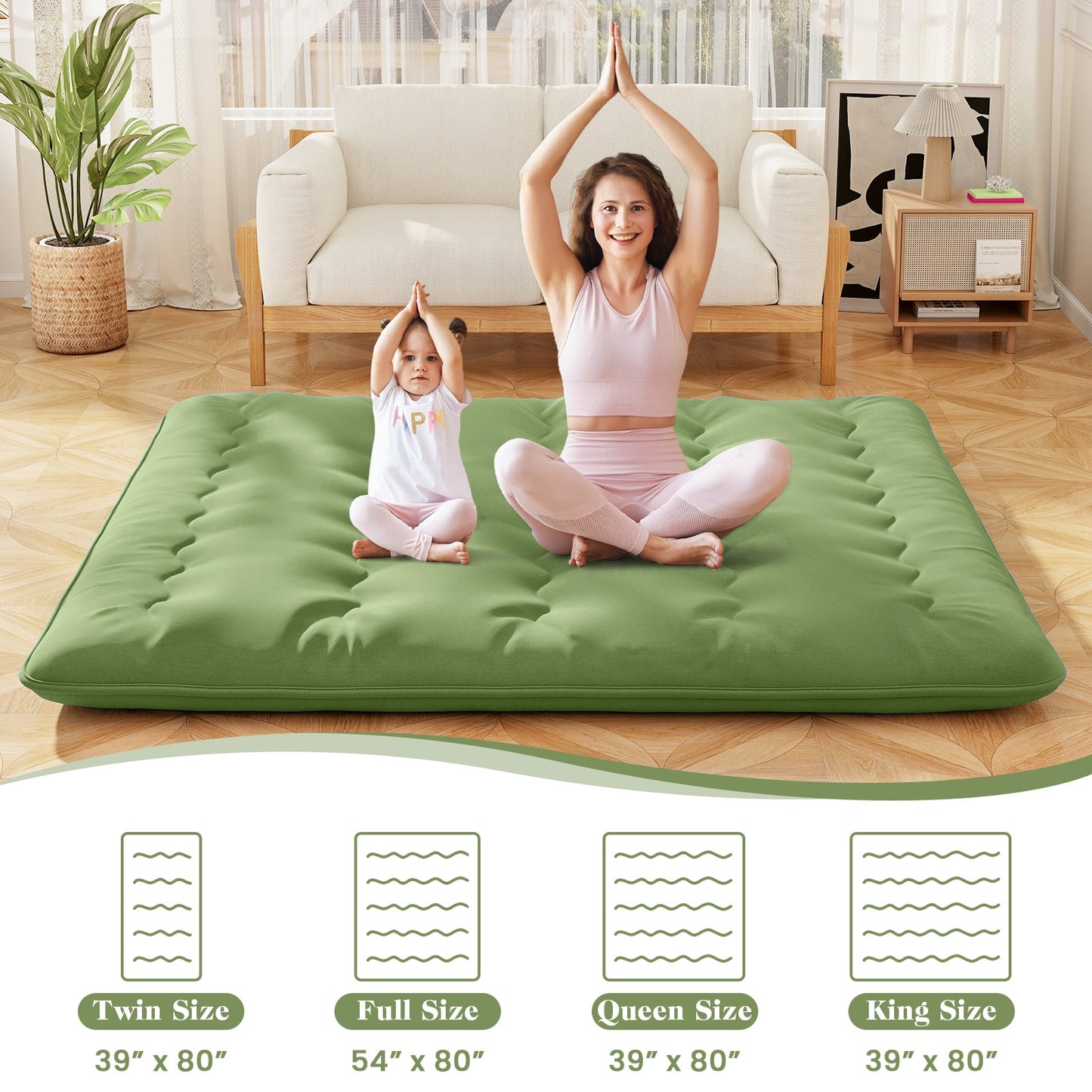 Floor Mattress with Washable Cover and Carry Bag-King Size, Green Mattresses at Gallery Canada