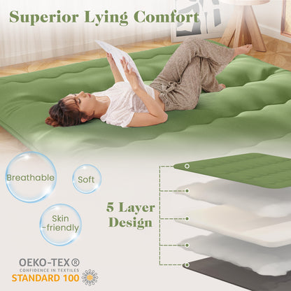 Floor Mattress with Washable Cover and Carry Bag-King Size, Green Mattresses at Gallery Canada