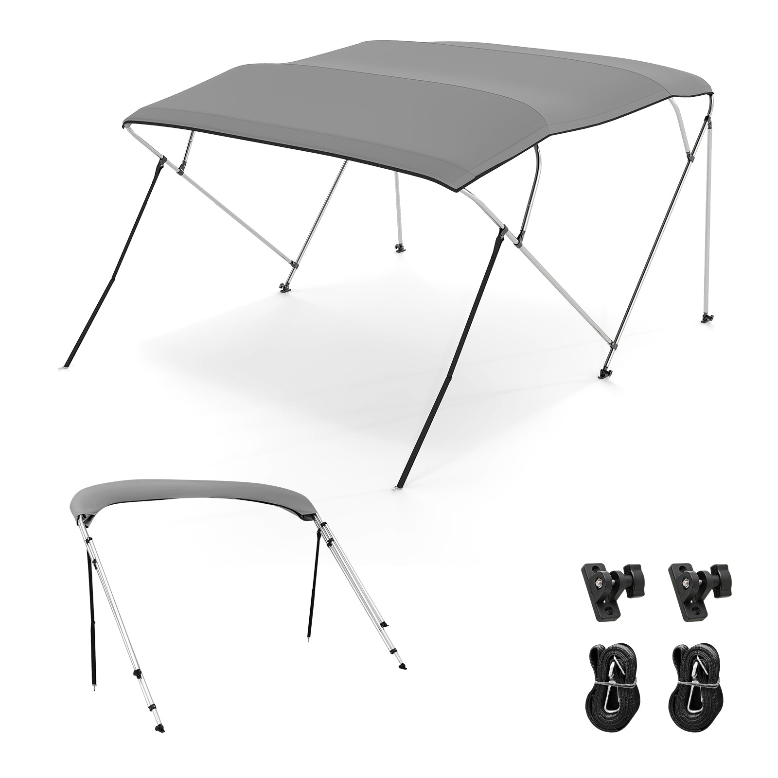 3-Bow/4-Bow Boat Bimini Top Sun Shade Boat Canopy with Storage Boot-4-Bow, Gray Water Sports Gray at Gallery Canada