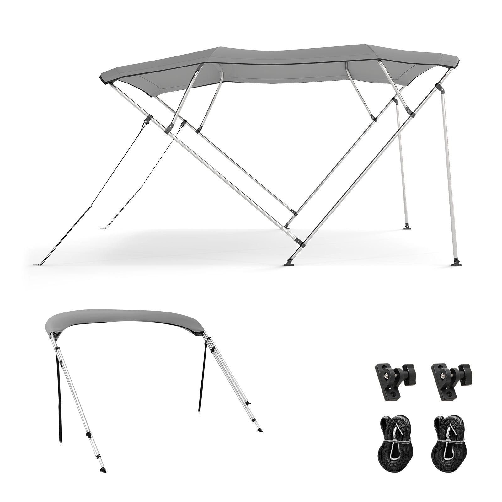 3-Bow/4-Bow Boat Bimini Top Sun Shade Boat Canopy with Storage Boot-4-Bow, Gray Water Sports at Gallery Canada