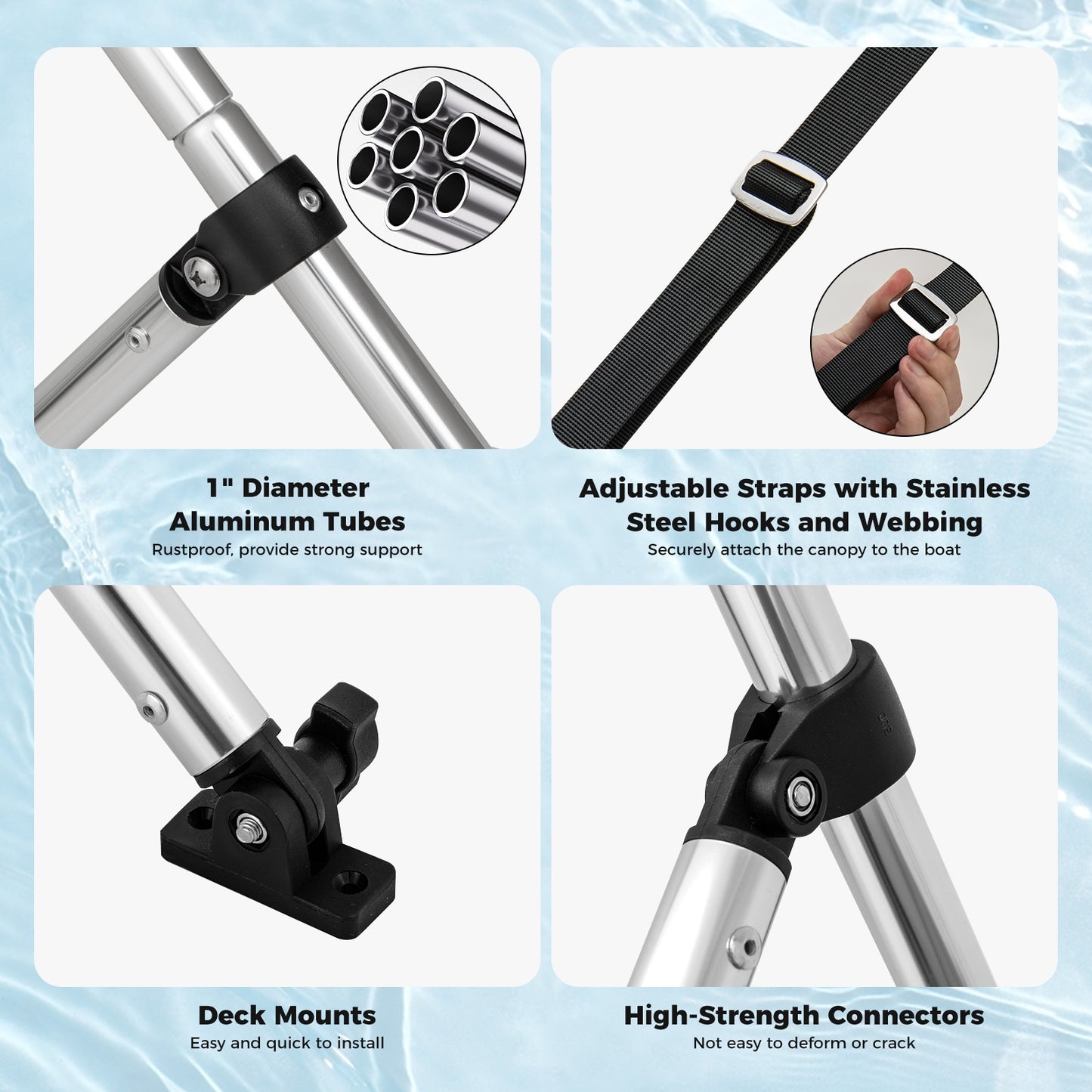 3-Bow/4-Bow Boat Bimini Top Sun Shade Boat Canopy with Storage Boot-4-Bow, Gray Water Sports at Gallery Canada