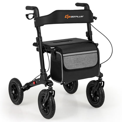 Folding Rollator Walker for Seniors with Seat for All Terrain, Black Walkers & Rollators at Gallery Canada