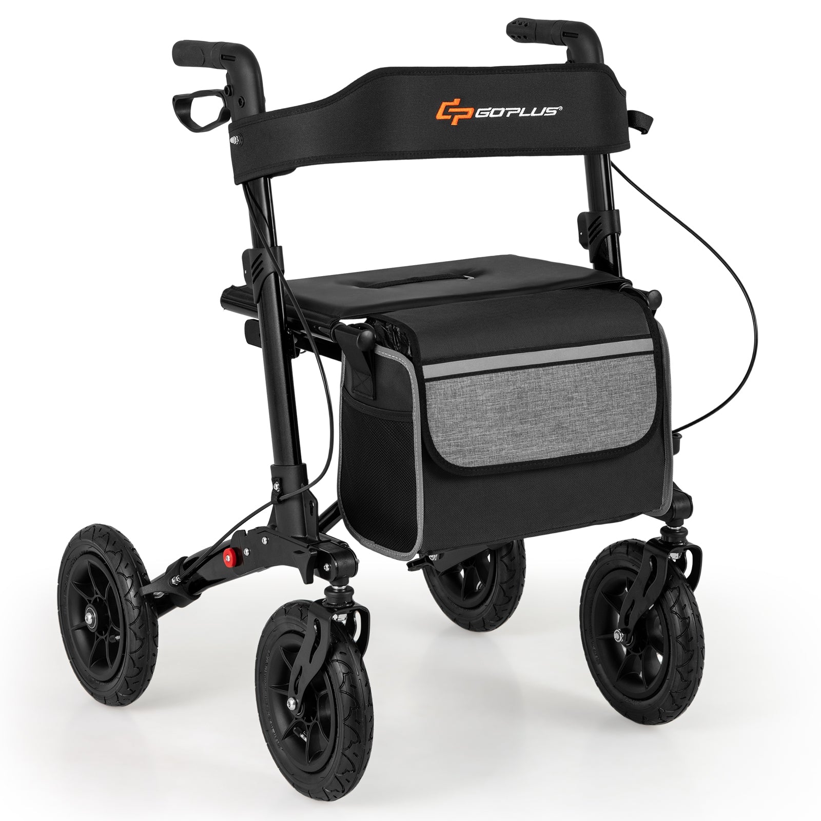 Folding Rollator Walker for Seniors with Seat for All Terrain, Black Walkers & Rollators Black at Gallery Canada