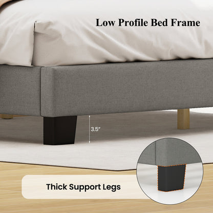 Queen Size Bed Frame with Adjustable Scalloped Tufted Headboard-Queen Size, Gray Simple Bed Frame at Gallery Canada