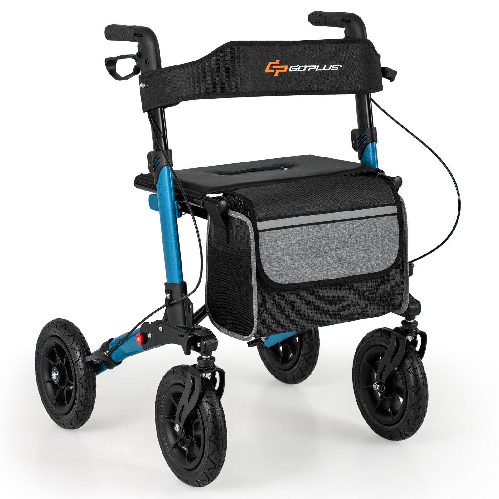 Folding Rollator Walker With Seat, All Terrain, Navy Walkers & Rollators at Gallery Canada