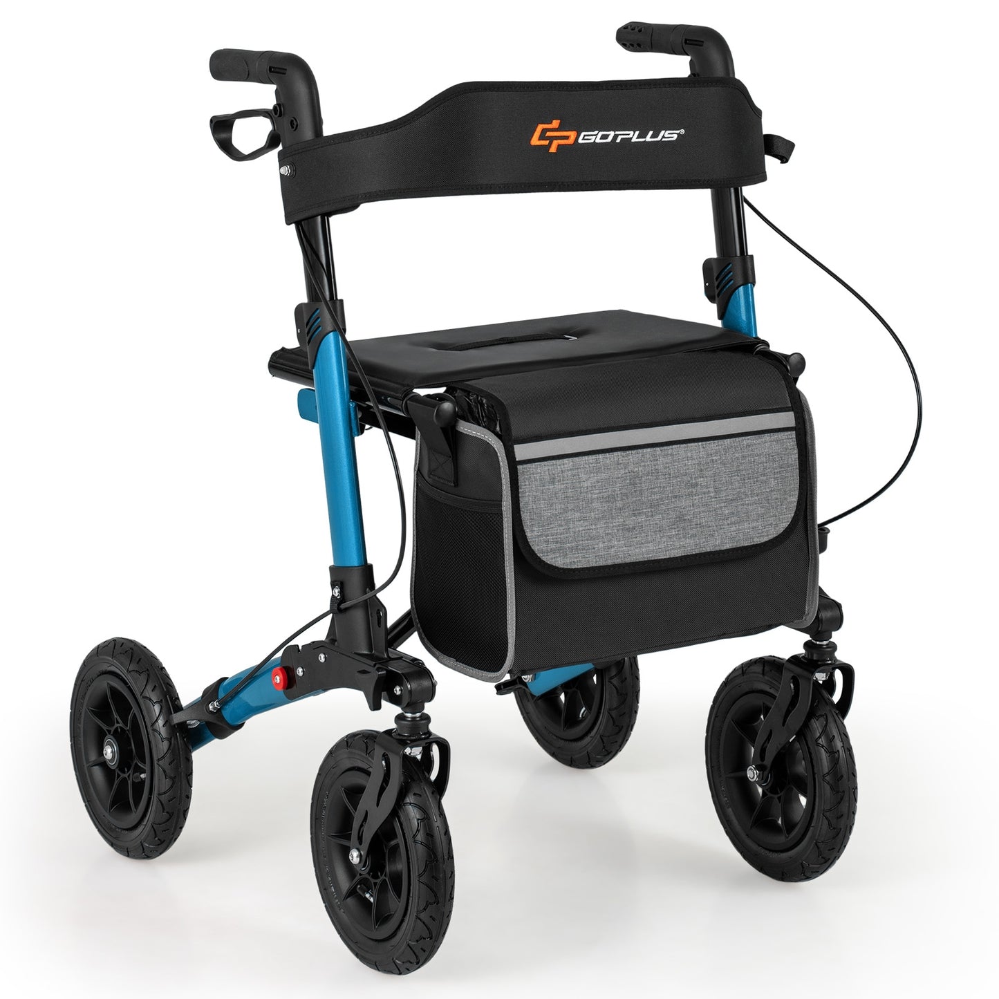 Folding Rollator Walker With Seat, All Terrain, Navy Walkers & Rollators at Gallery Canada