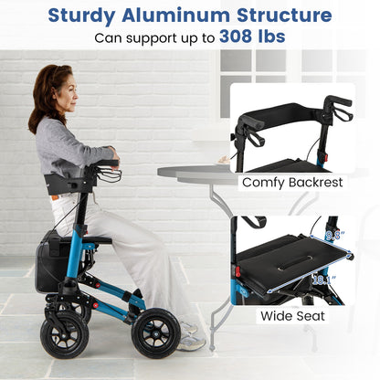 Folding Rollator Walker for Seniors with Seat for All Terrain, Navy Walkers & Rollators at Gallery Canada