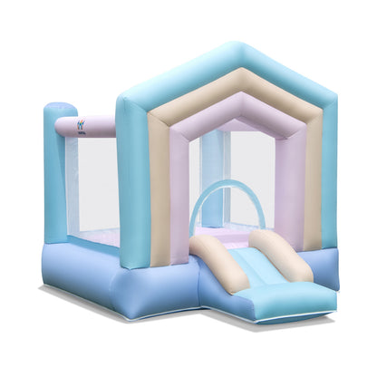 Kids Bounce House with Slide and Basketball Rim Bouncy Castle for Party without Blower, Multicolor Bounce House pastel at Gallery Canada